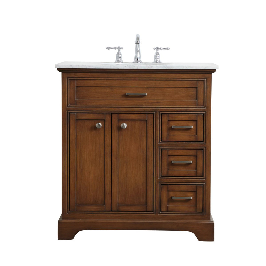 32 Inch Single Bathroom Vanity In Teak - View 3 - Joshua Marshal