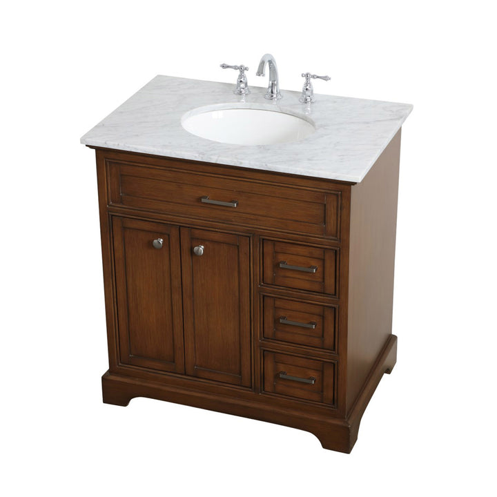 32 Inch Single Bathroom Vanity In Teak - View 4 - Joshua Marshal