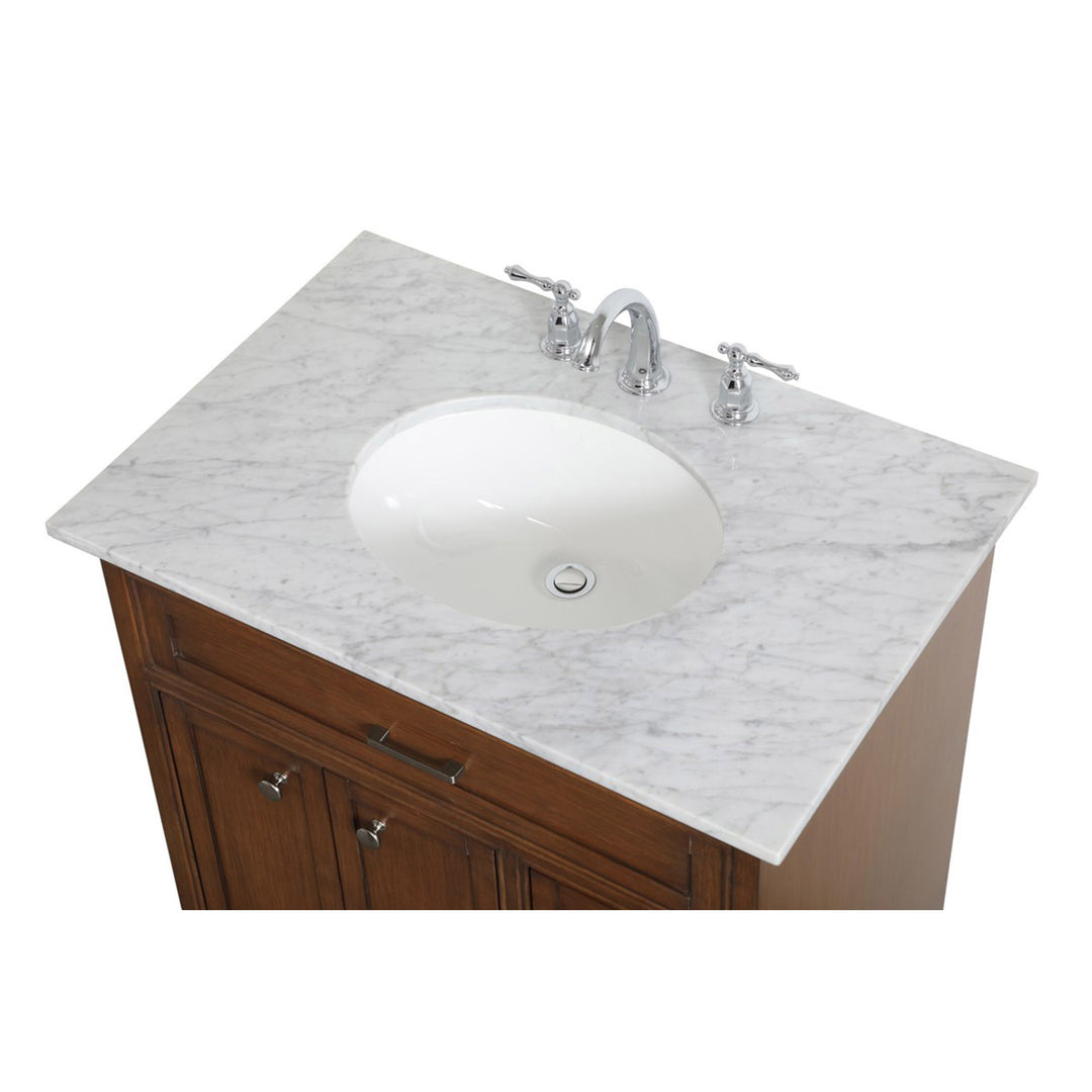 32 Inch Single Bathroom Vanity In Teak - View 6 - Joshua Marshal