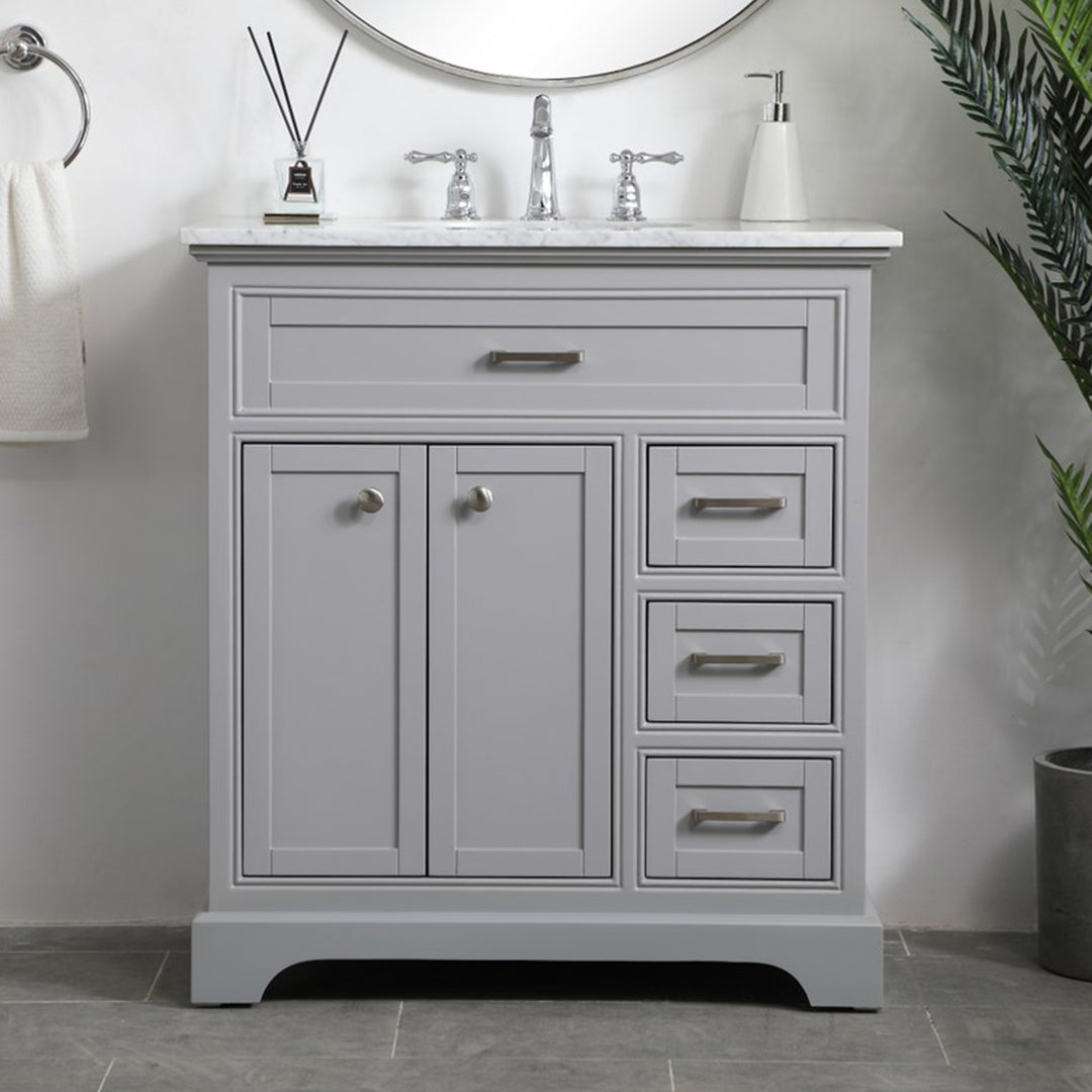 32 Inch Single Bathroom Vanity In Grey Grey Finish - KITCHEN & BATH by Joshua Marshal