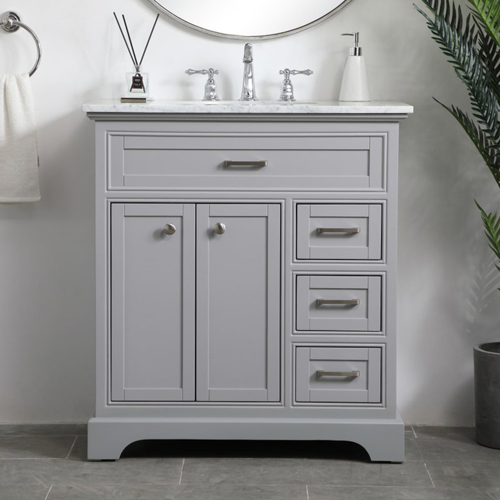 32 Inch Single Bathroom Vanity In Grey Grey Finish - KITCHEN & BATH by Joshua Marshal