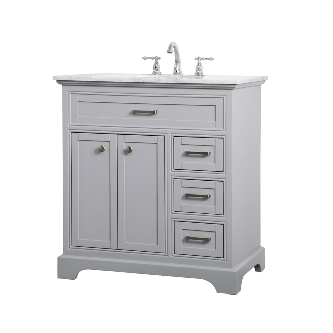 32 Inch Single Bathroom Vanity In Grey - View 3 - Joshua Marshal