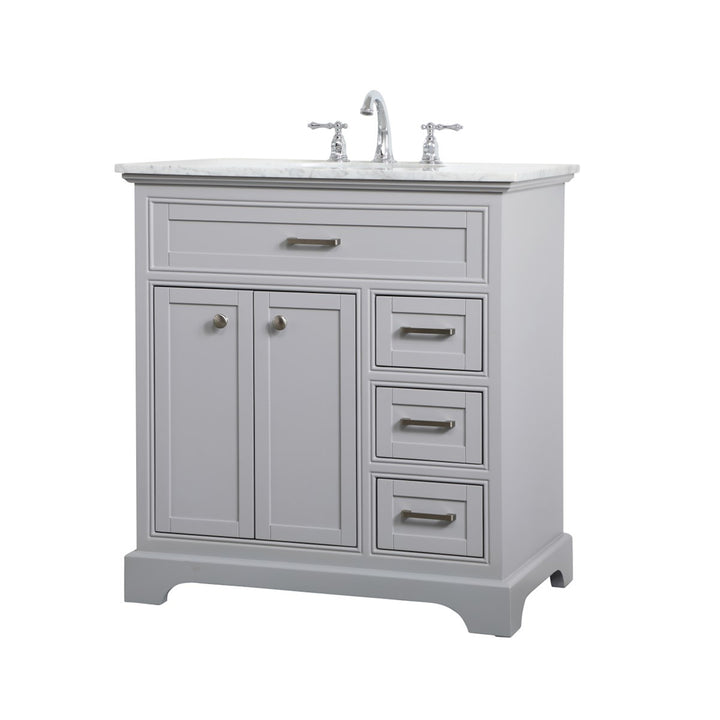 32 Inch Single Bathroom Vanity In Grey - View 3 - Joshua Marshal