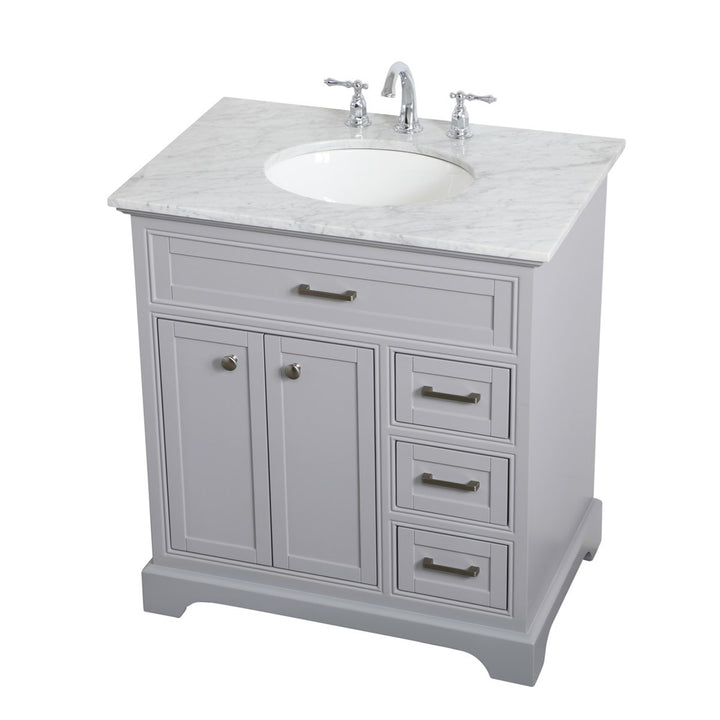 32 Inch Single Bathroom Vanity In Grey - View 4 - Joshua Marshal