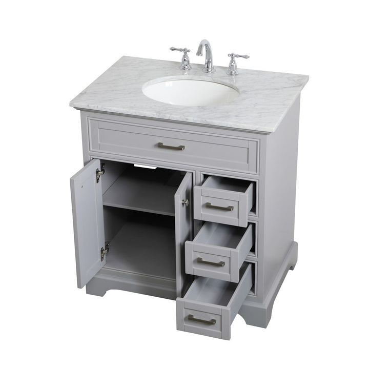32 Inch Single Bathroom Vanity In Grey - View 5 - Joshua Marshal