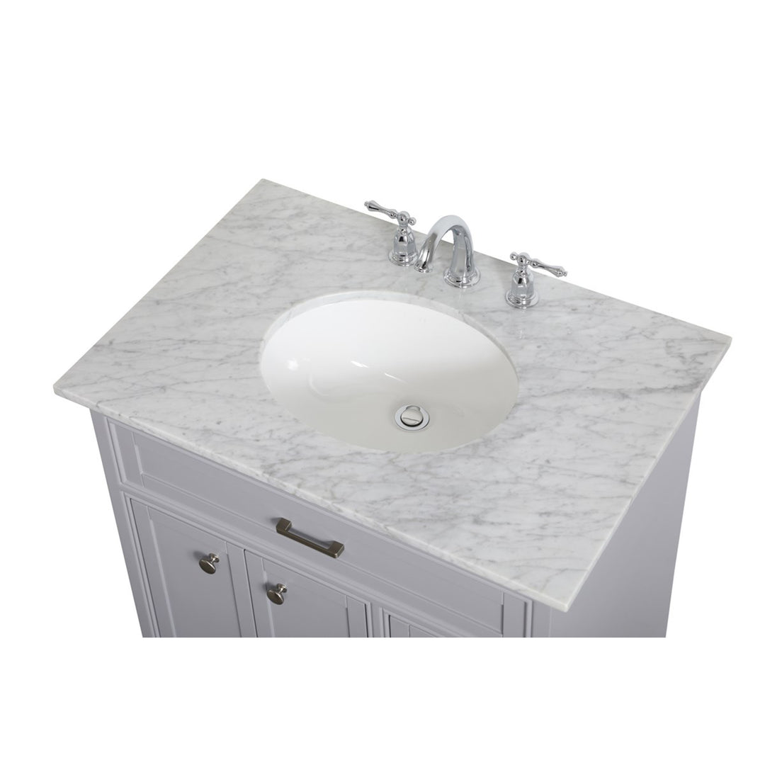 32 Inch Single Bathroom Vanity In Grey - View 6 - Joshua Marshal
