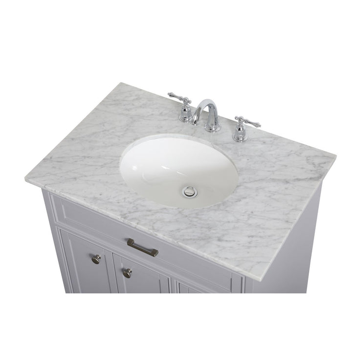 32 Inch Single Bathroom Vanity In Grey - View 6 - Joshua Marshal