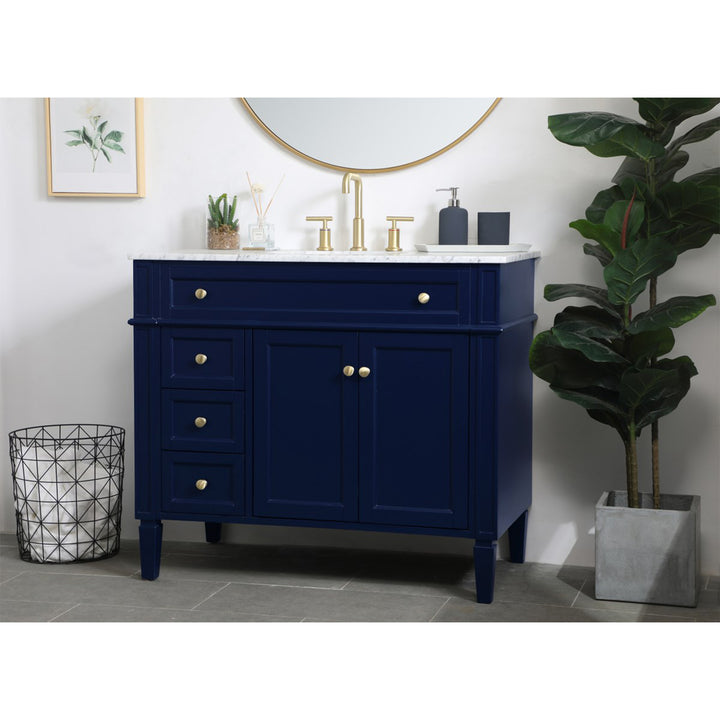 40 Inch Single Bathroom Vanity In Blue - View 2 - Joshua Marshal