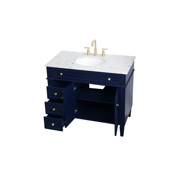 40 Inch Single Bathroom Vanity In Blue - View 4 - Joshua Marshal