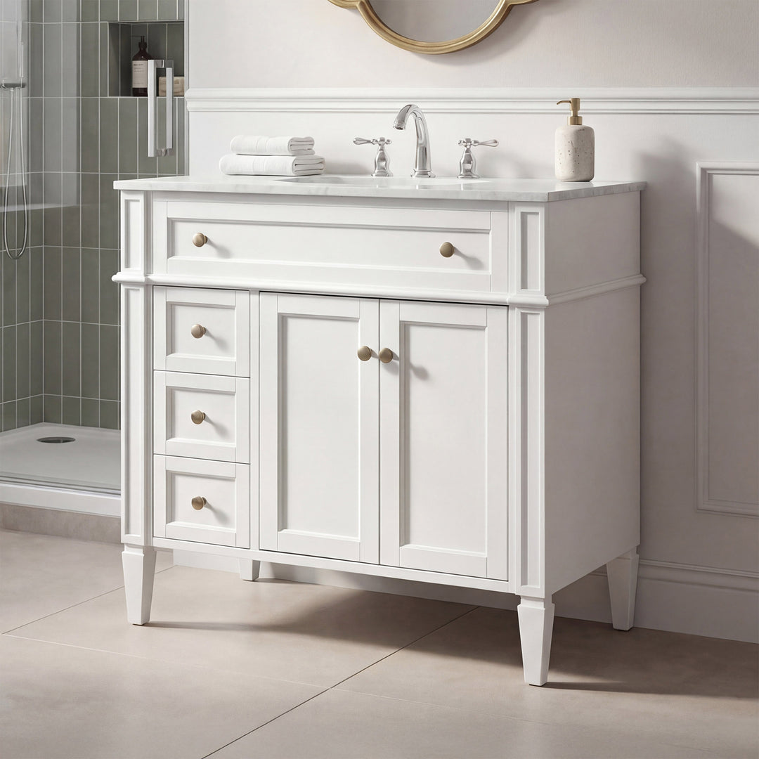 36 Inch Single Bathroom Vanity In White White Finish - KITCHEN & BATH by Joshua Marshal