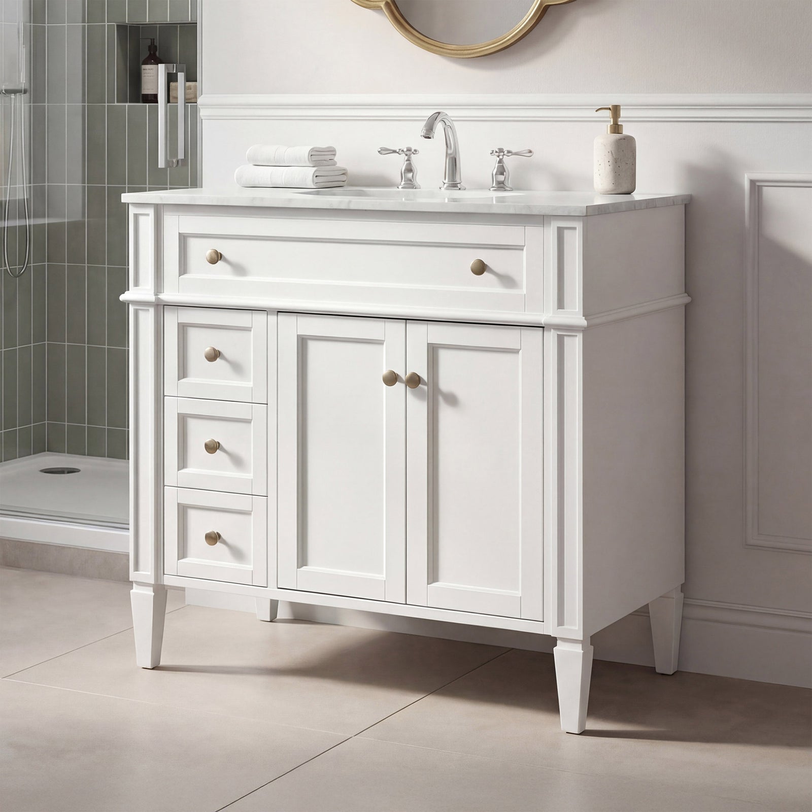 36 Inch Single Bathroom Vanity In White White Finish - KITCHEN & BATH by Joshua Marshal