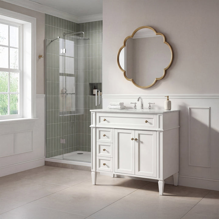 36 Inch Single Bathroom Vanity In White - View 2 - Joshua Marshal