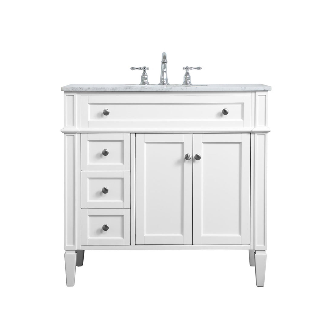 36 Inch Single Bathroom Vanity In White - View 3 - Joshua Marshal