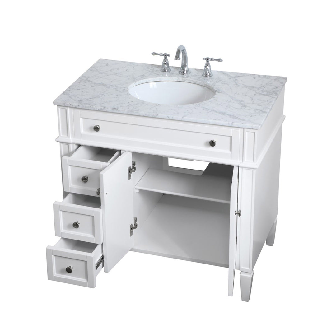 36 Inch Single Bathroom Vanity In White - View 5 - Joshua Marshal