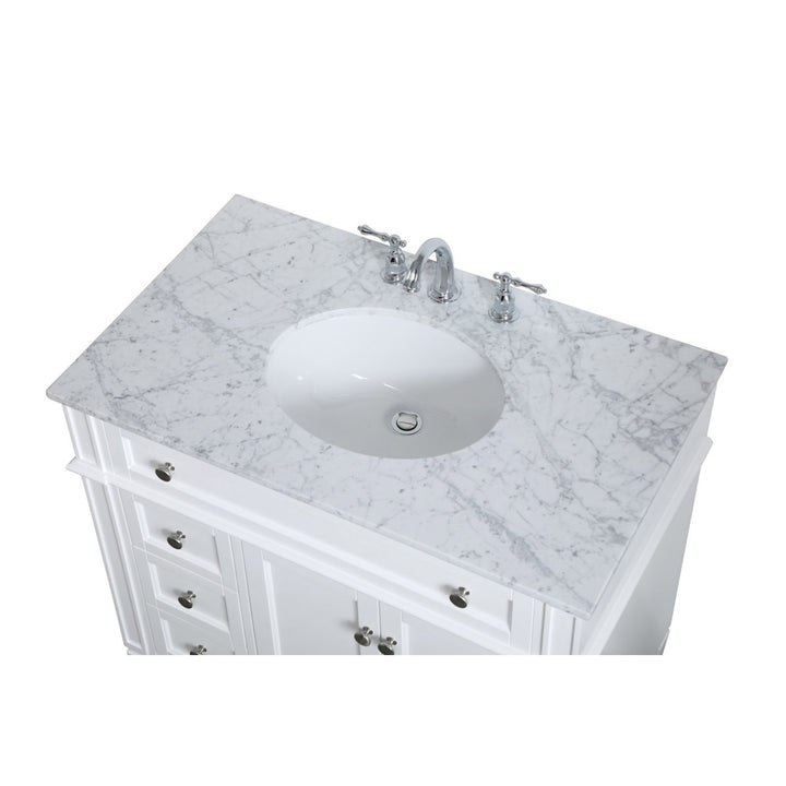36 Inch Single Bathroom Vanity In White - View 6 - Joshua Marshal