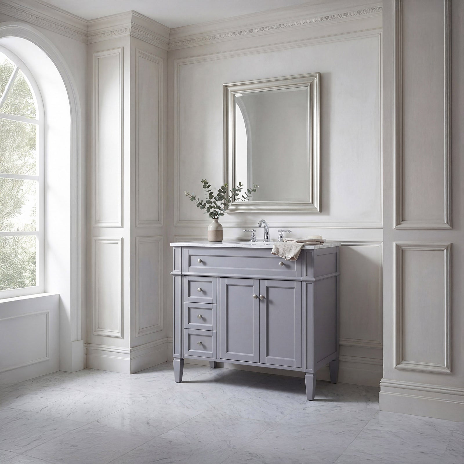 36 Inch Single Bathroom Vanity In Grey - View 2 - Joshua Marshal