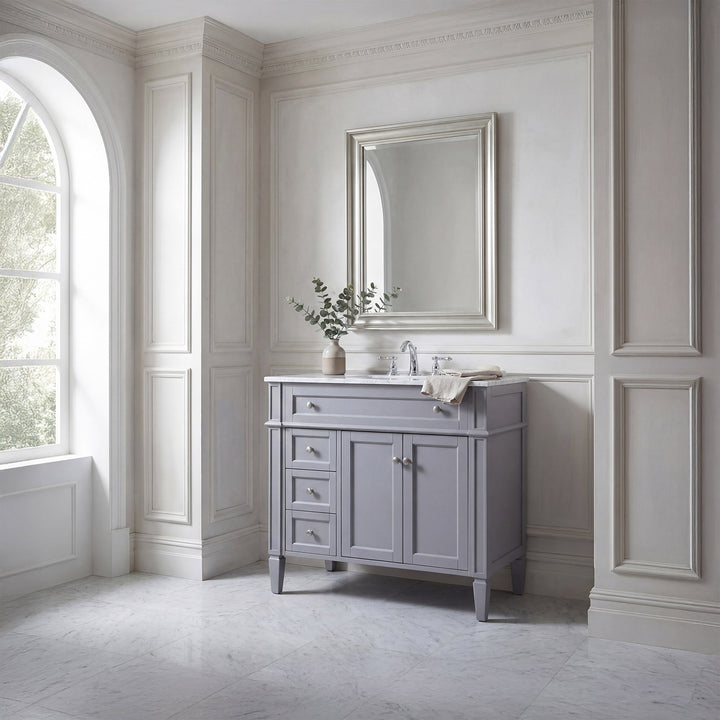 36 Inch Single Bathroom Vanity In Grey - View 2 - Joshua Marshal