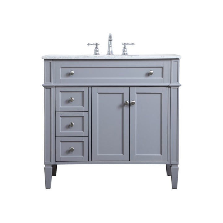 36 Inch Single Bathroom Vanity In Grey - View 3 - Joshua Marshal