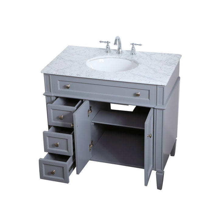 36 Inch Single Bathroom Vanity In Grey - View 5 - Joshua Marshal