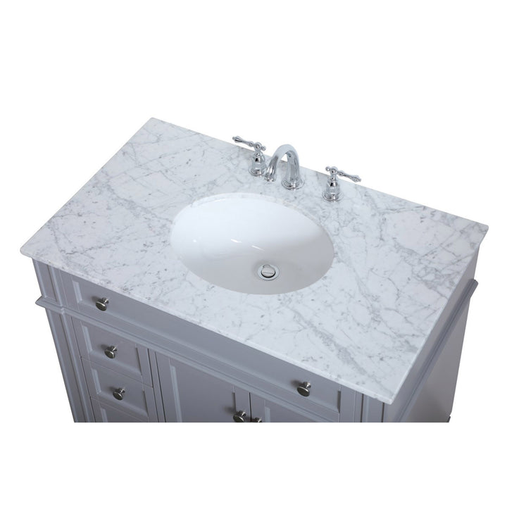 36 Inch Single Bathroom Vanity In Grey - View 6 - Joshua Marshal