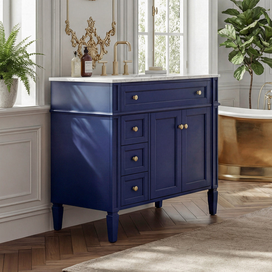 36 Inch Single Bathroom Vanity In Blue Blue Finish - KITCHEN & BATH by Joshua Marshal