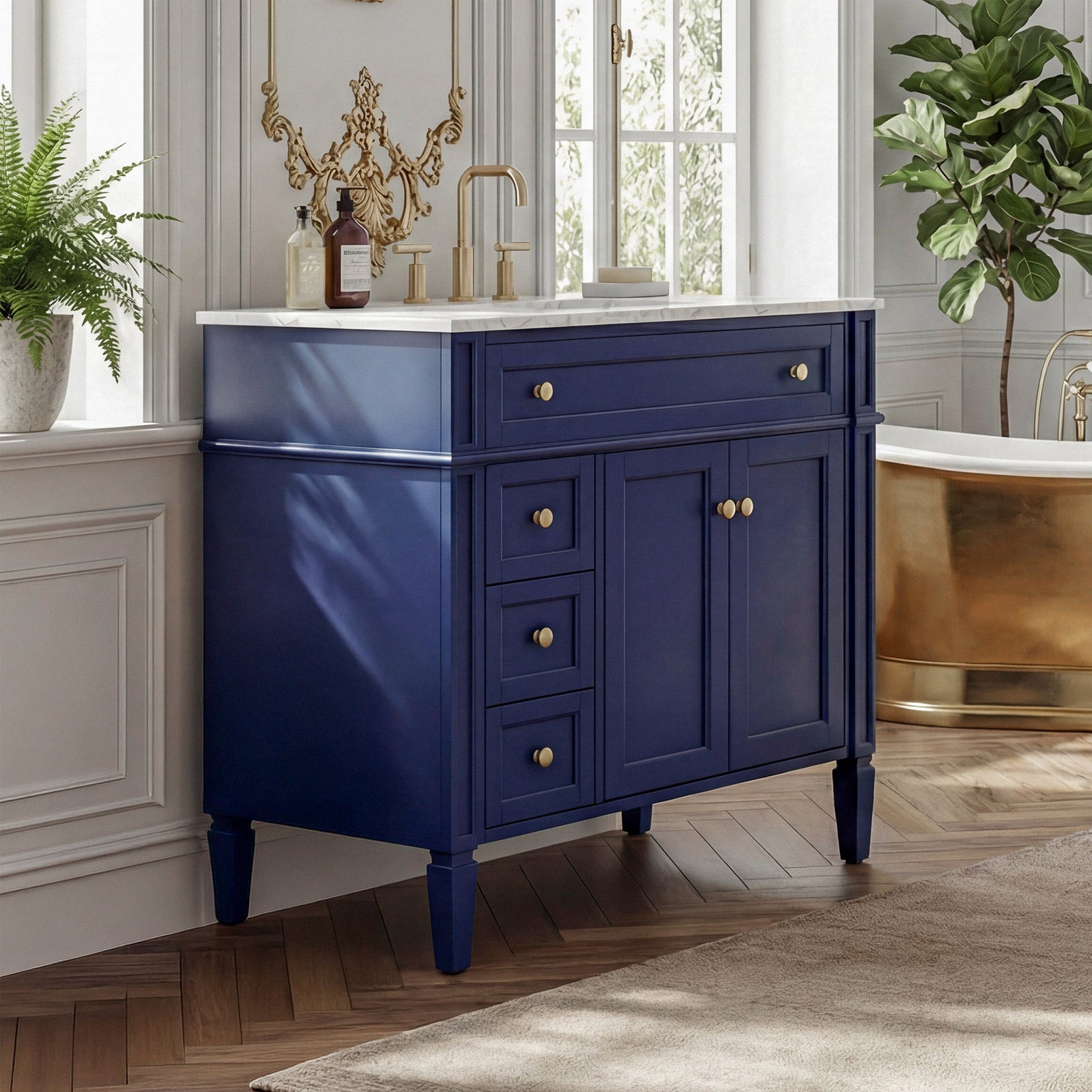 36 Inch Single Bathroom Vanity In Blue Blue Finish - KITCHEN & BATH by Joshua Marshal
