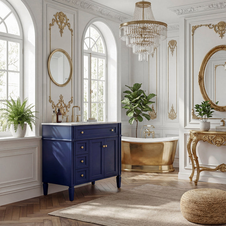 36 Inch Single Bathroom Vanity In Blue - View 2 - Joshua Marshal