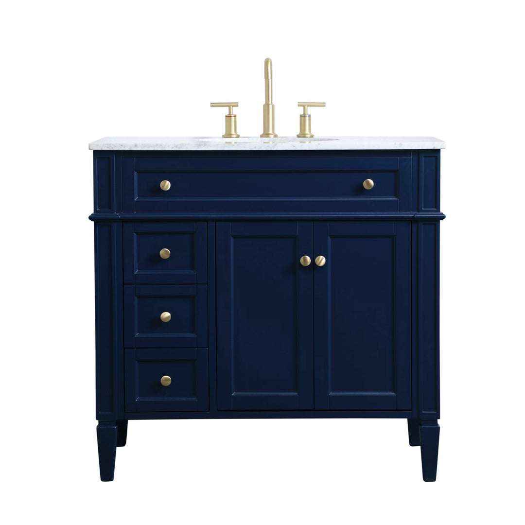 36 Inch Single Bathroom Vanity In Blue - View 3 - Joshua Marshal