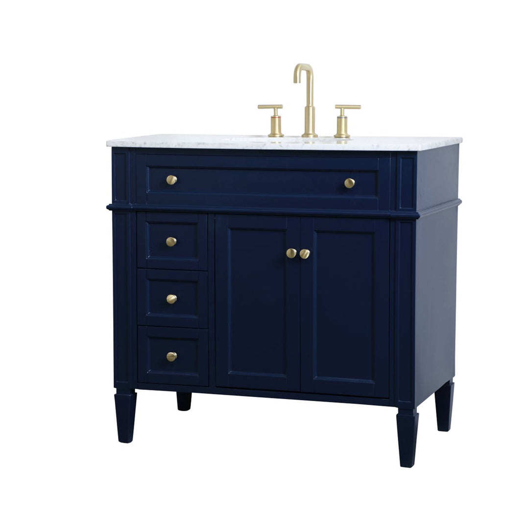 36 Inch Single Bathroom Vanity In Blue - View 4 - Joshua Marshal