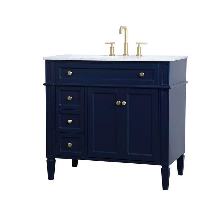 36 Inch Single Bathroom Vanity In Blue - View 4 - Joshua Marshal