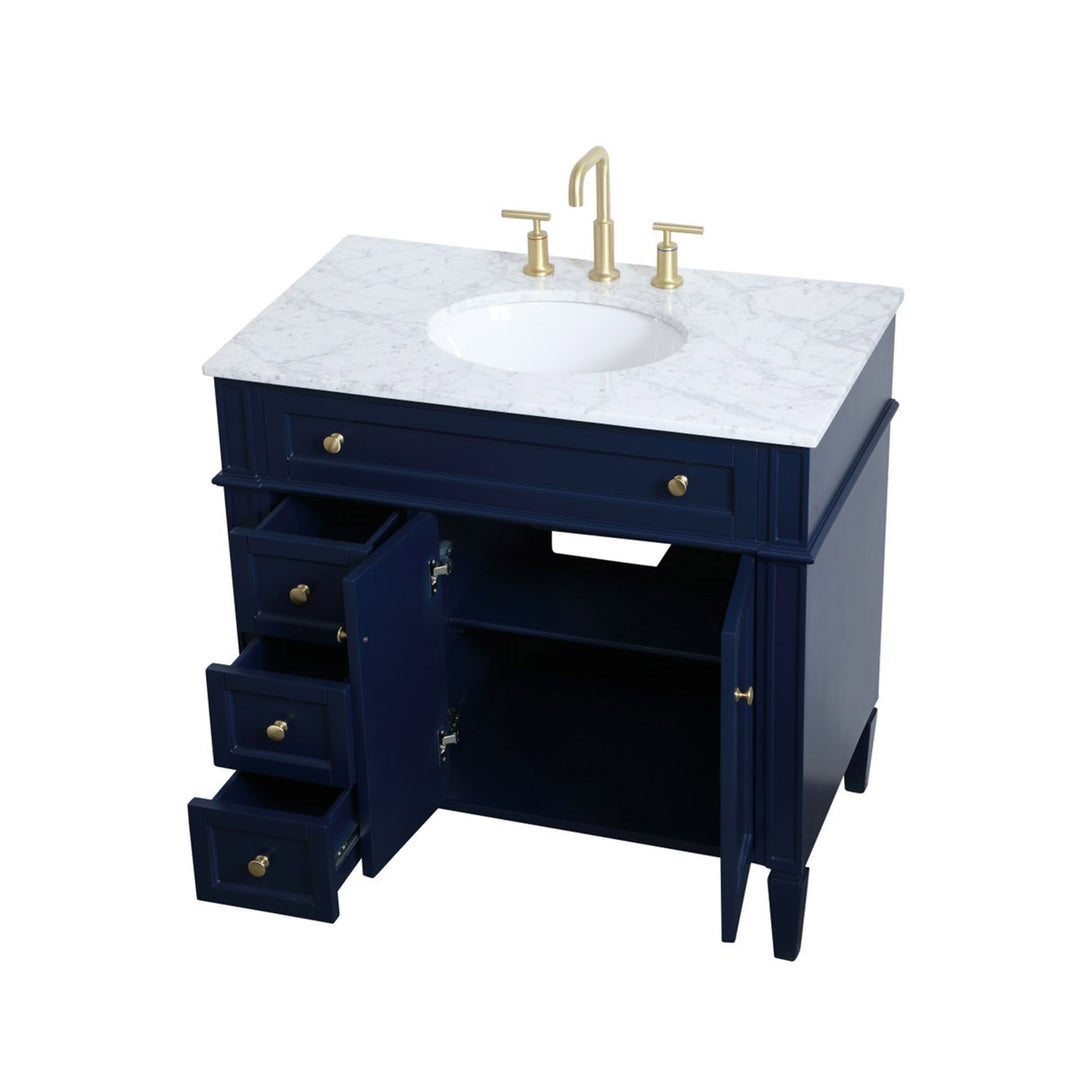 36 Inch Single Bathroom Vanity In Blue - View 5 - Joshua Marshal