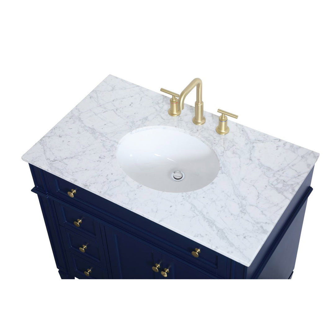36 Inch Single Bathroom Vanity In Blue - View 6 - Joshua Marshal