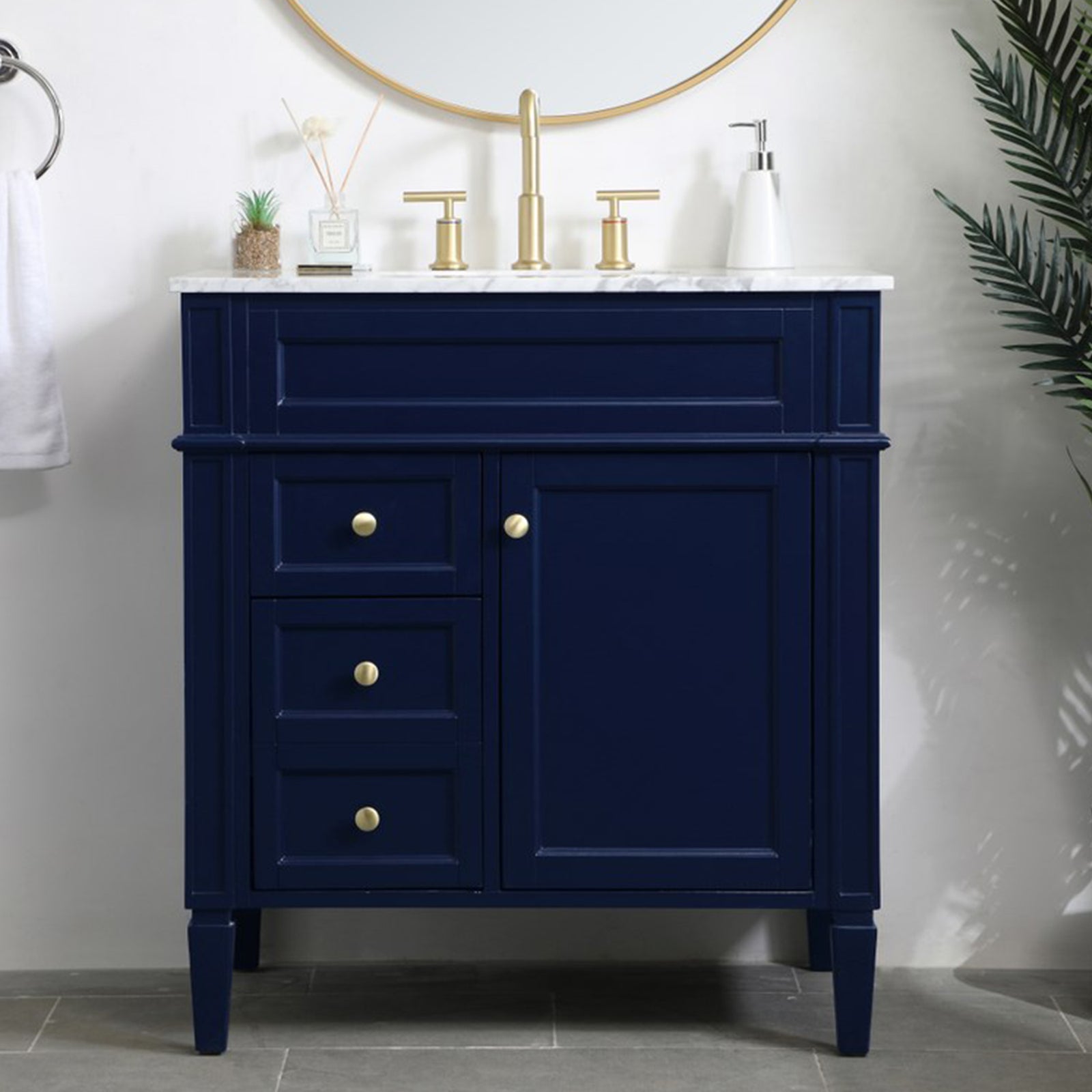 32 Inch Single Bathroom Vanity In Blue Blue Finish - KITCHEN & BATH by Joshua Marshal