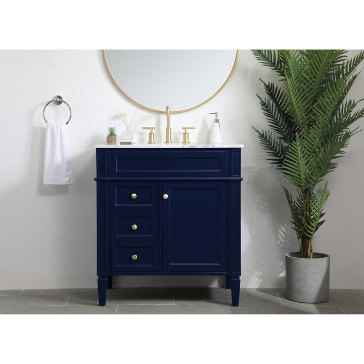 32 Inch Single Bathroom Vanity In Blue - View 2 - Joshua Marshal