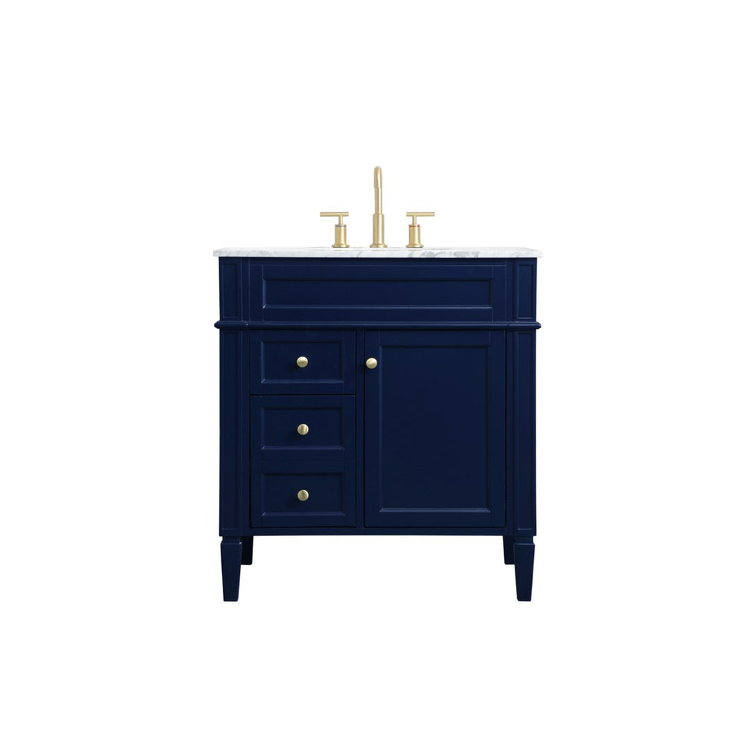 32 Inch Single Bathroom Vanity In Blue - View 3 - Joshua Marshal