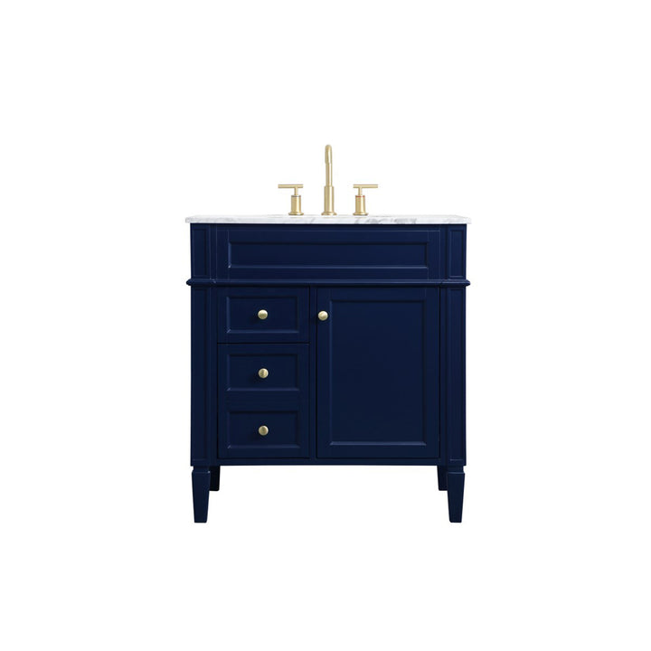 32 Inch Single Bathroom Vanity In Blue - View 3 - Joshua Marshal