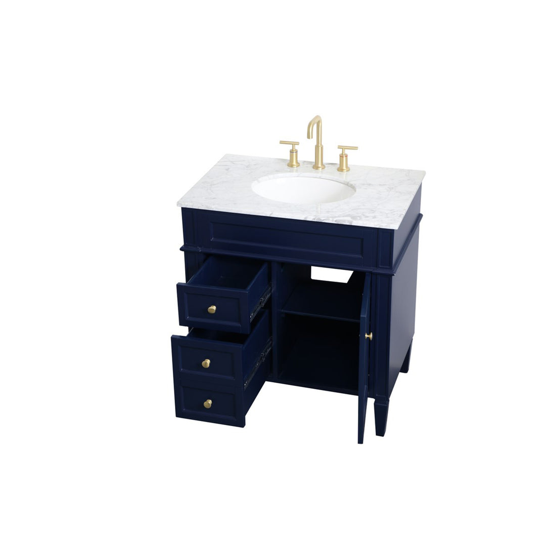 32 Inch Single Bathroom Vanity In Blue - View 5 - Joshua Marshal