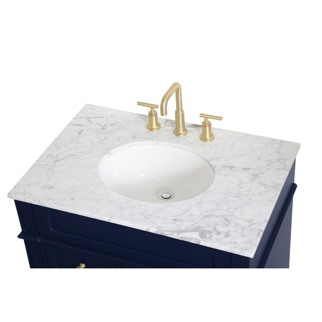 32 Inch Single Bathroom Vanity In Blue - View 6 - Joshua Marshal