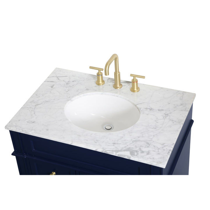 32 Inch Single Bathroom Vanity In Blue - View 6 - Joshua Marshal