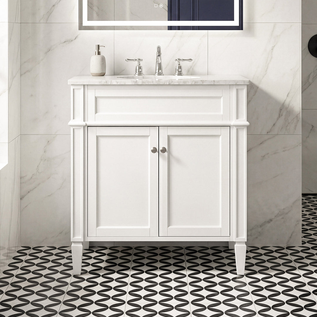 30 Inch Single Bathroom Vanity In White White Finish - KITCHEN & BATH by Joshua Marshal