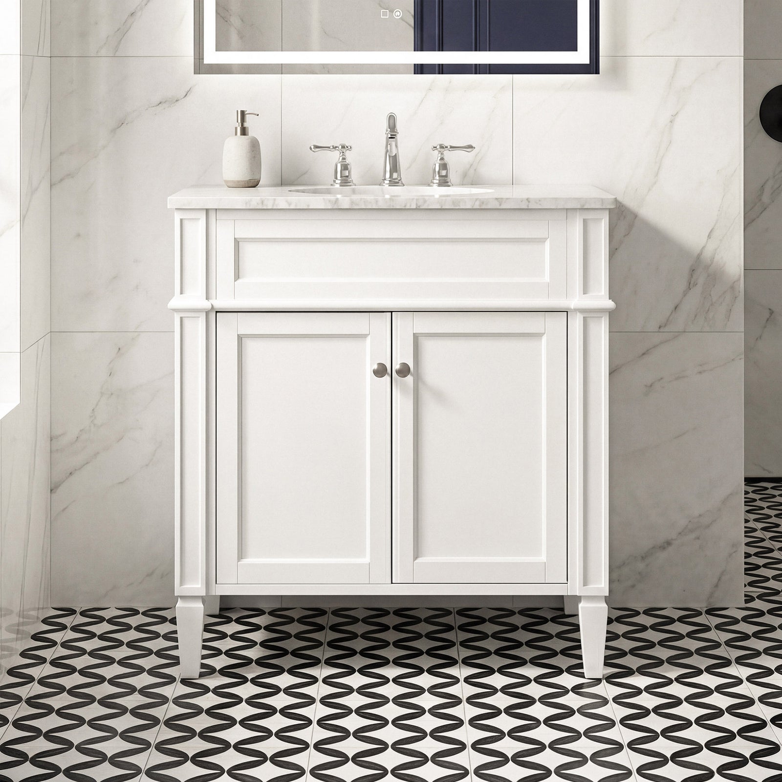 30 Inch Single Bathroom Vanity In White White Finish - KITCHEN & BATH by Joshua Marshal
