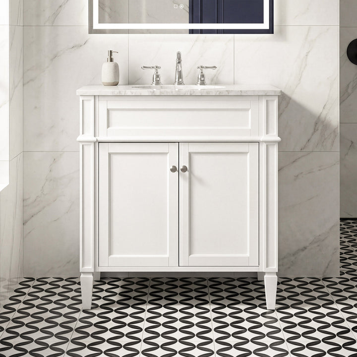 30 Inch Single Bathroom Vanity In White White Finish - KITCHEN & BATH by Joshua Marshal