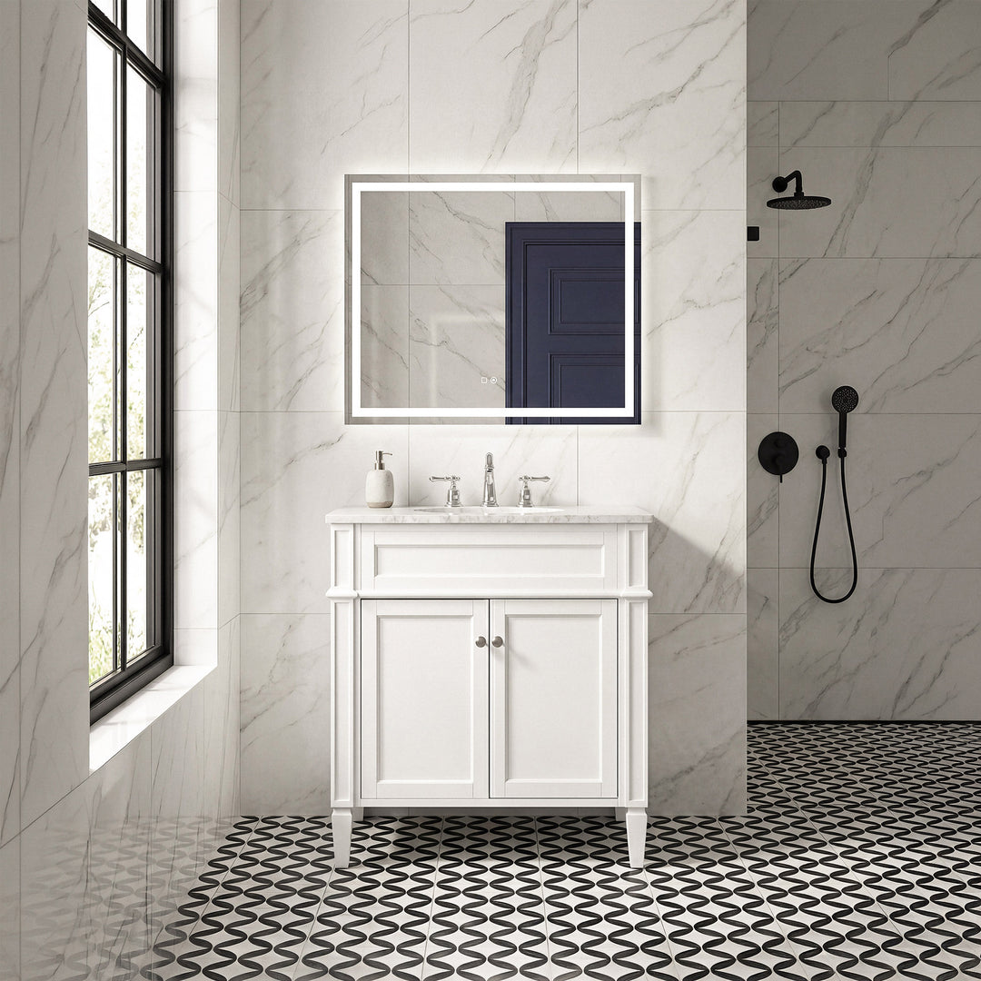30 Inch Single Bathroom Vanity In White - View 2 - Joshua Marshal