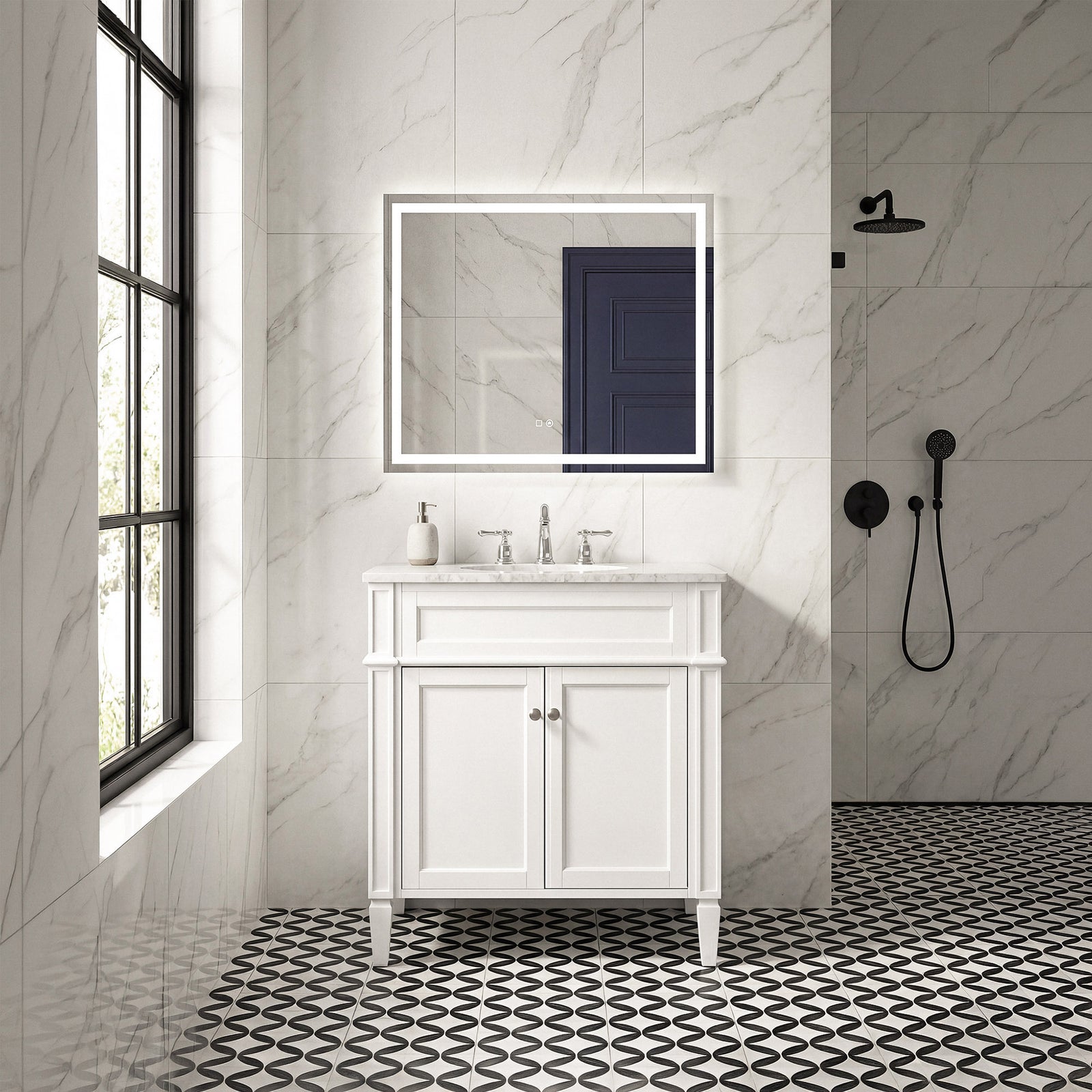 30 Inch Single Bathroom Vanity In White - View 2 - Joshua Marshal