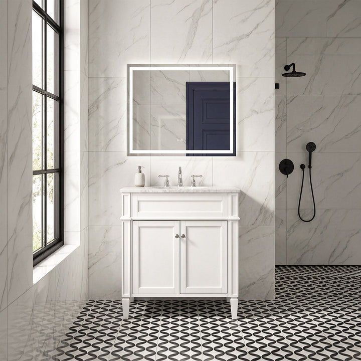 30 Inch Single Bathroom Vanity In White - View 2 - Joshua Marshal