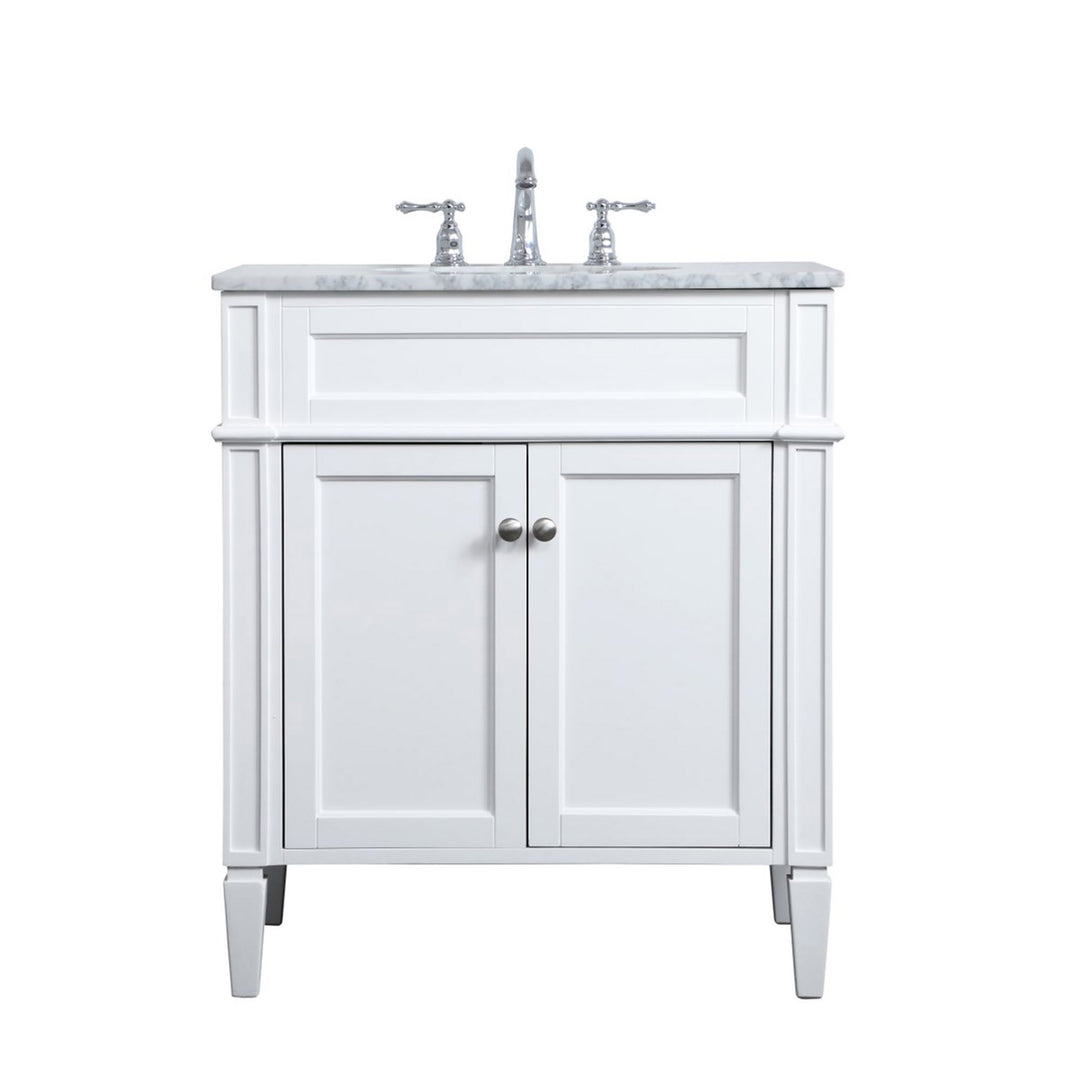 30 Inch Single Bathroom Vanity In White - View 3 - Joshua Marshal