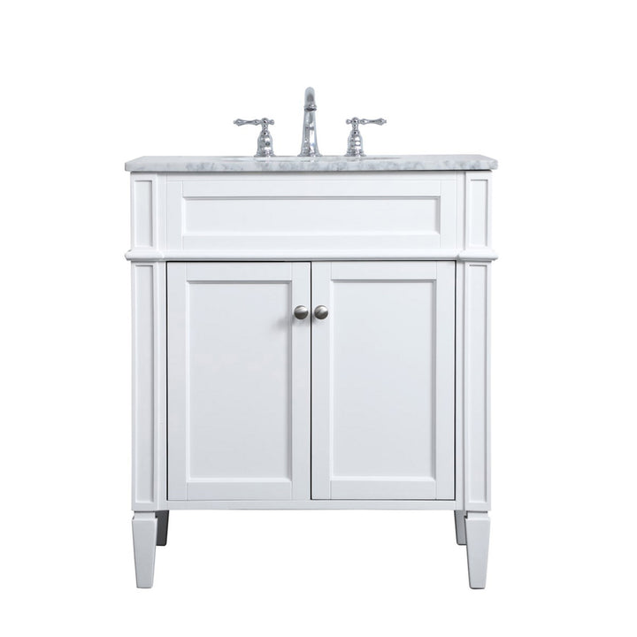 30 Inch Single Bathroom Vanity In White - View 3 - Joshua Marshal