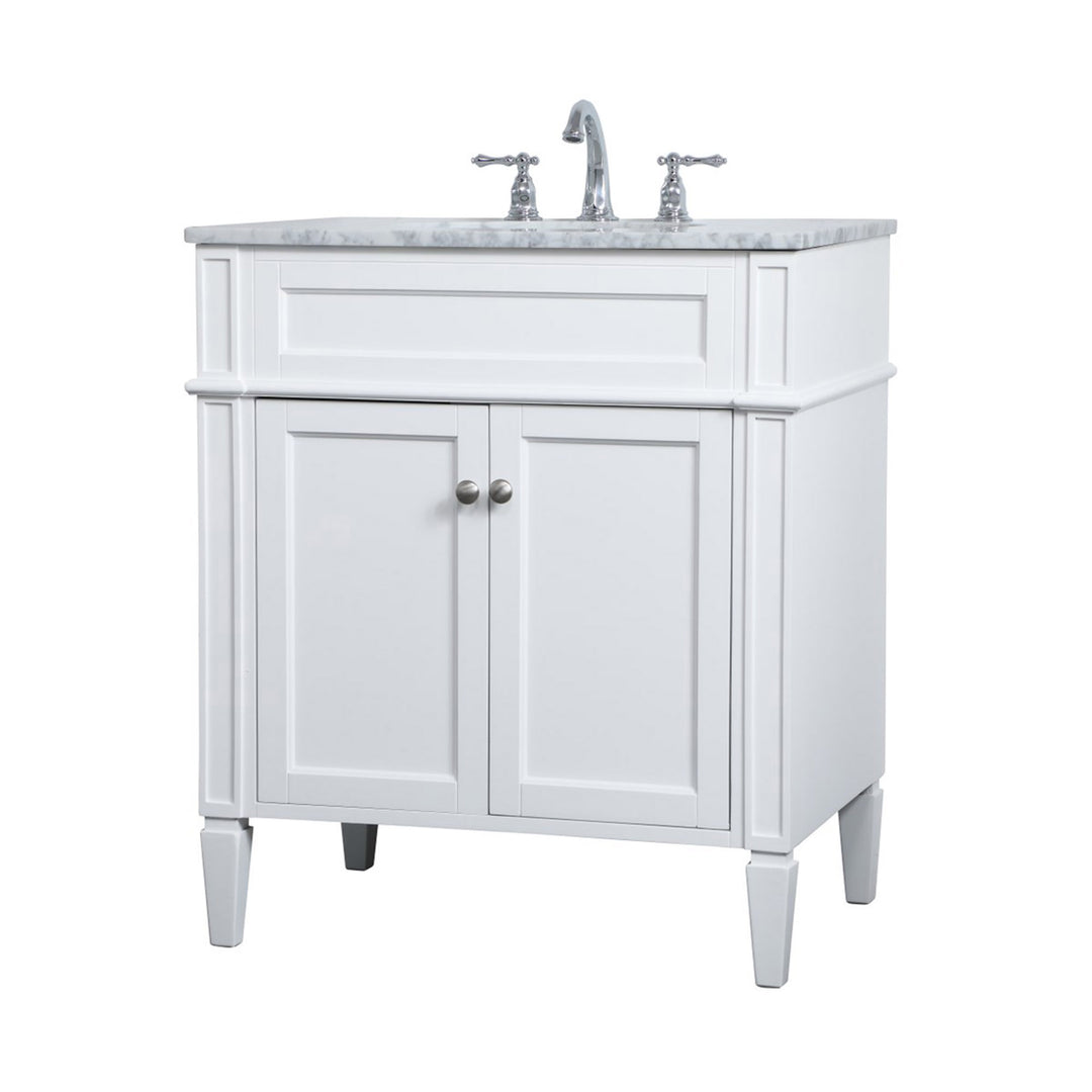 30 Inch Single Bathroom Vanity In White - View 4 - Joshua Marshal