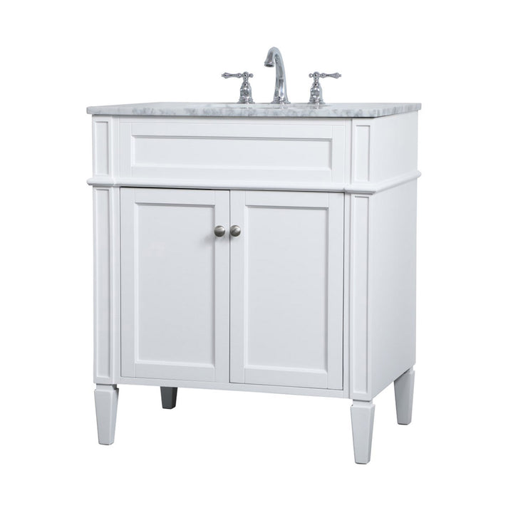 30 Inch Single Bathroom Vanity In White - View 4 - Joshua Marshal
