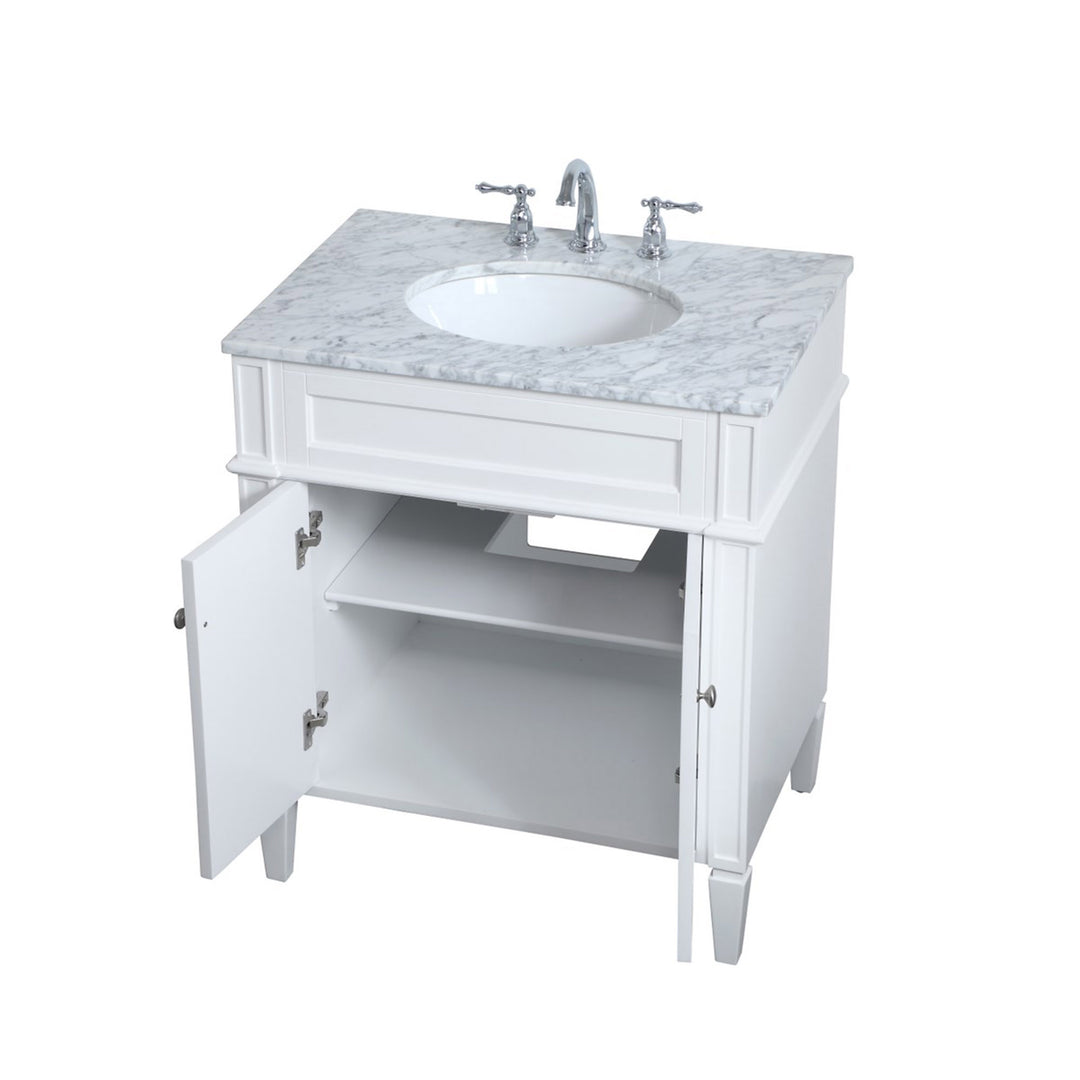 30 Inch Single Bathroom Vanity In White - View 5 - Joshua Marshal